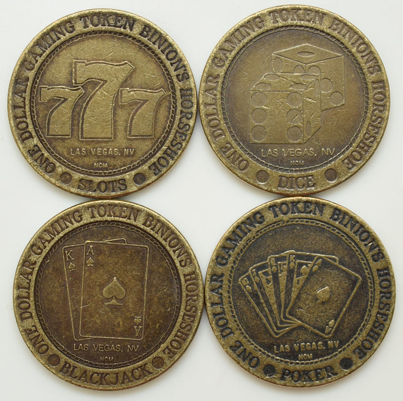 Horseshoe Club Casino Set of 4 $1 Tokens Las Vegas 1990