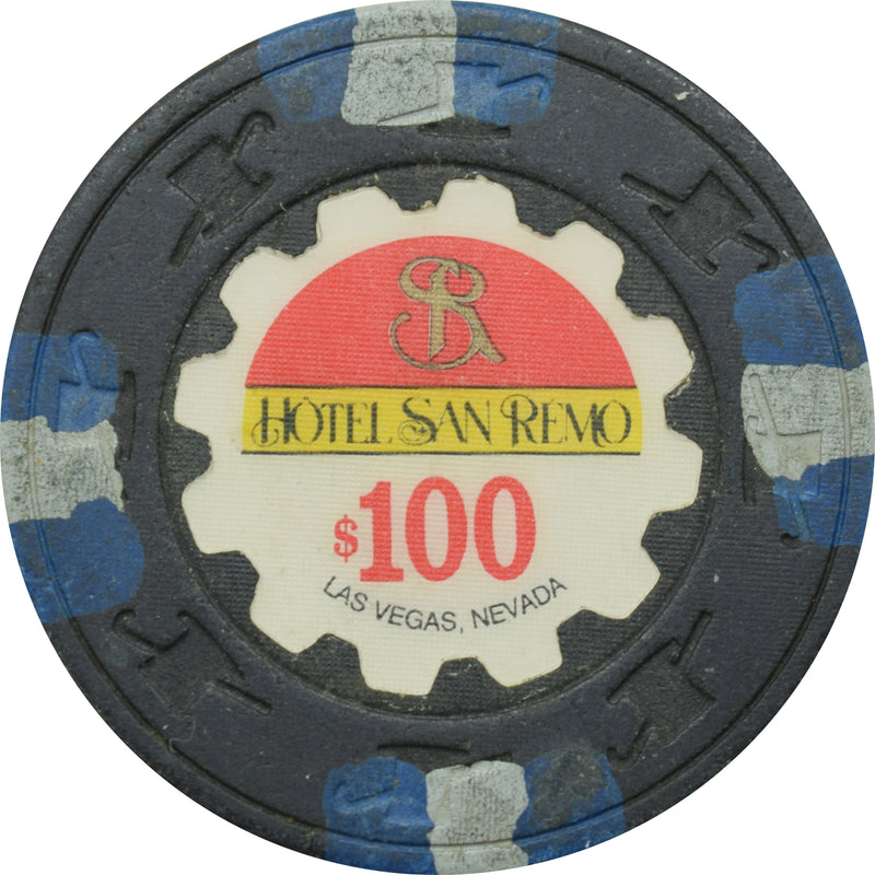 Hotel San Remo Casino Las Vegas Nevada $100 Chip 1989