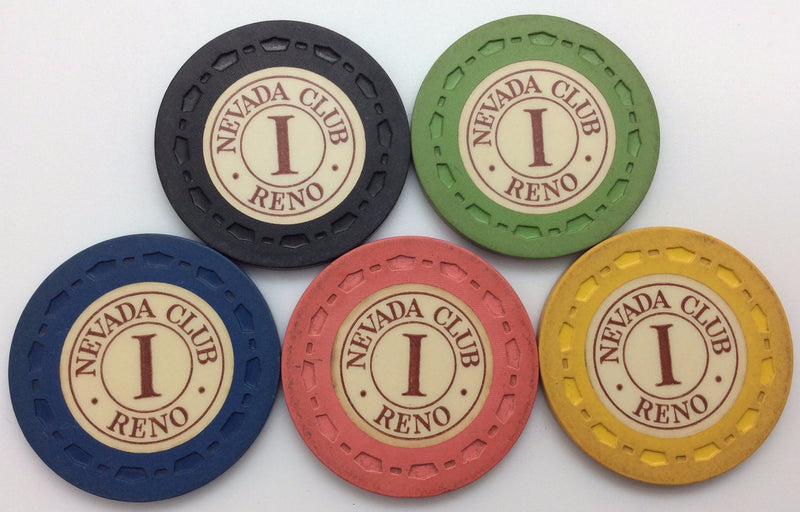 Nevada Club Casino Reno Nevada Roulette 500 Chip Set in 5 Colors