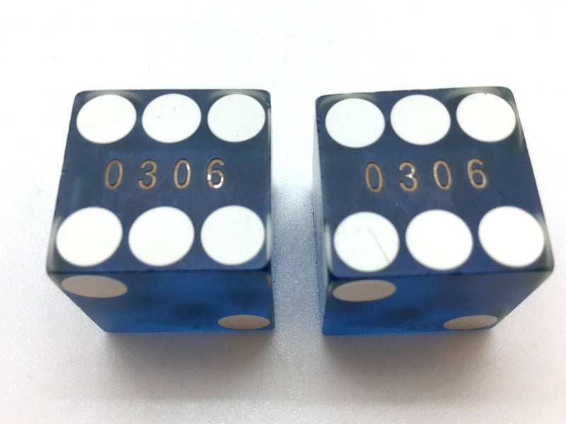 Excalibur Casino Las Vegas Nevada Blue Dice Pair Matching Numbers