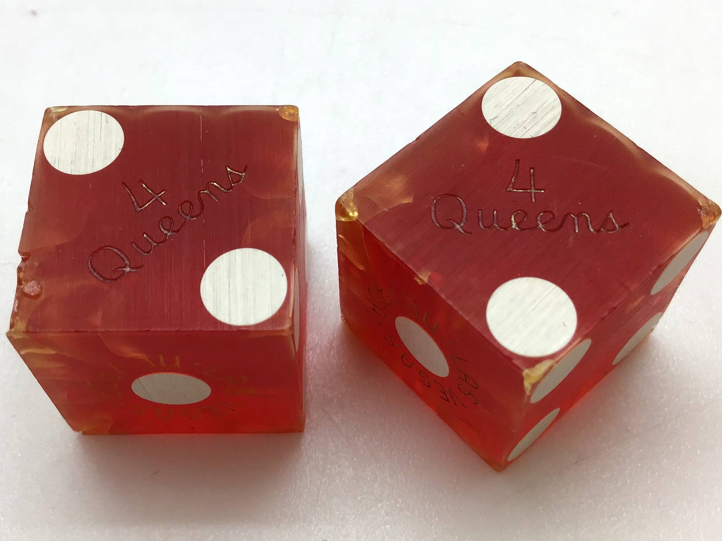 Four Queens Casino Las Vegas Nevada Red Dice Pair Vintage