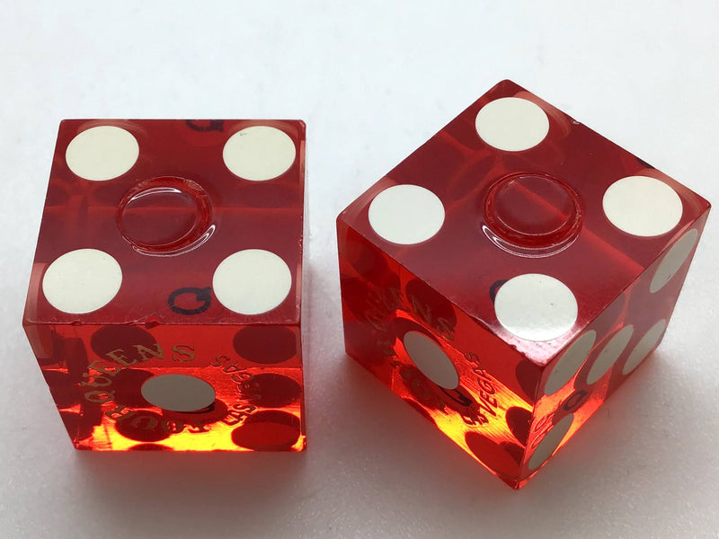 Four Queens Casino Las Vegas Nevada Red Dice Pair Vintage Matching Numbers