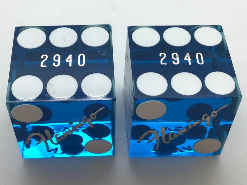 Flamingo Casino Las Vegas Nevada Blue Dice Pair Matching Numbers