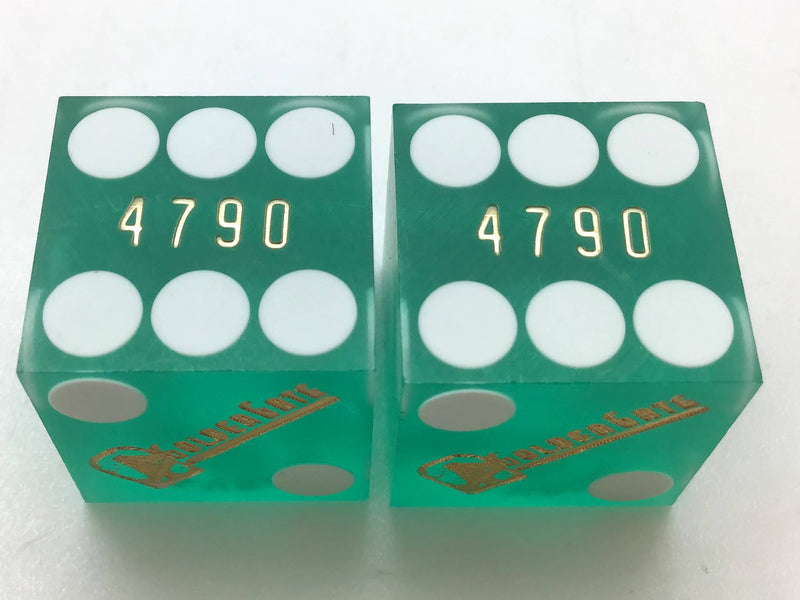 Golden Gate Casino Las Vegas Nevada Green Dice Pair Matching Numbers