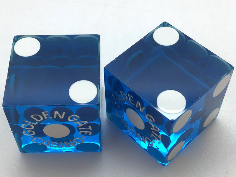 Golden Gate Casino Las Vegas Nevada Blue Dice Pair Matching Numbers