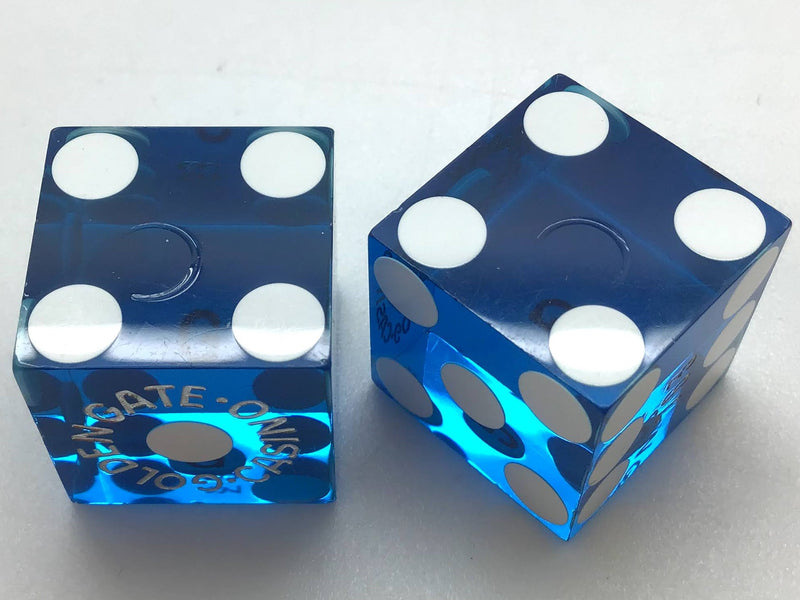 Golden Gate Casino Las Vegas Nevada Blue Dice Pair Matching Numbers