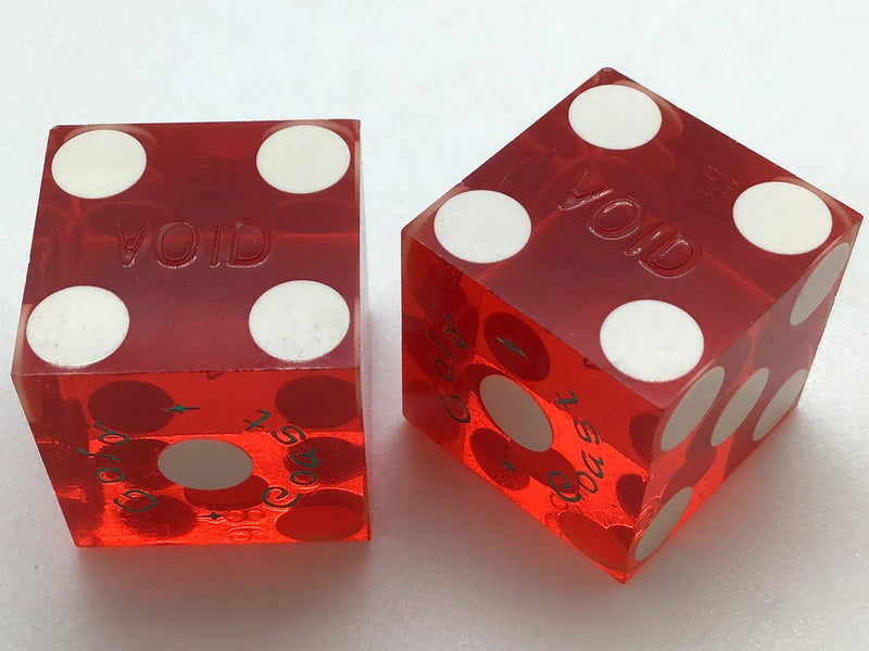 Gold Coast Casino Las Vegas Red Dice Pair Matching Numbers Green GC