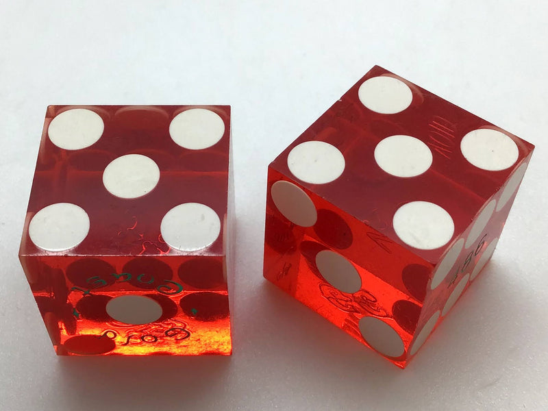 Gold Coast Casino Las Vegas Red Dice Pair Matching Numbers Green GC