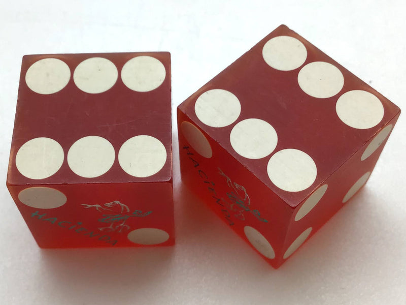 Hacienda Casino Las Vegas Nevada Red Dice Pair Vintage