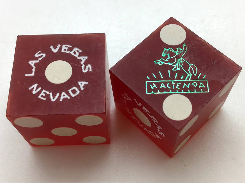 Hacienda Casino Las Vegas Nevada Red Dice Pair Vintage