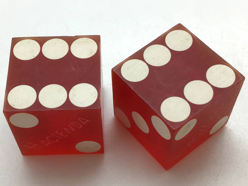 Hacienda Casino Las Vegas Nevada Red Dice Pair Vintage