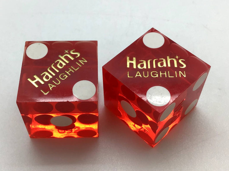 Harrah's Casino Laughlin Nevada Red Dice Pair Vintage