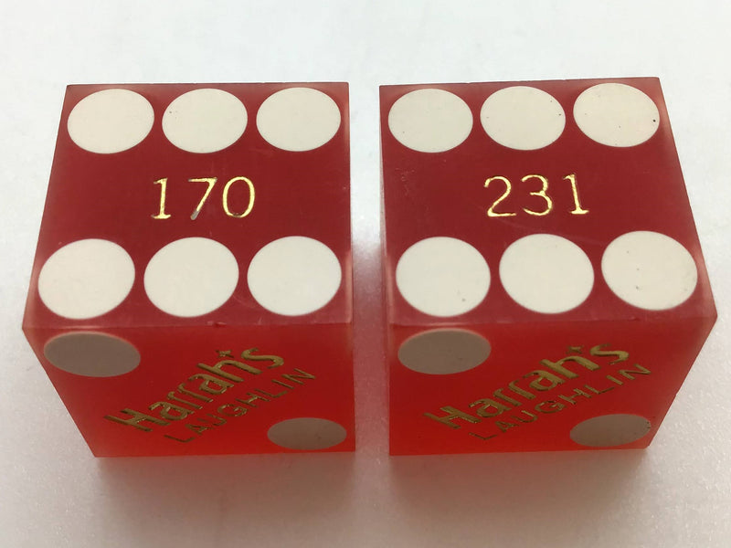 Harrah's Casino Laughlin Nevada Red Dice Pair Vintage