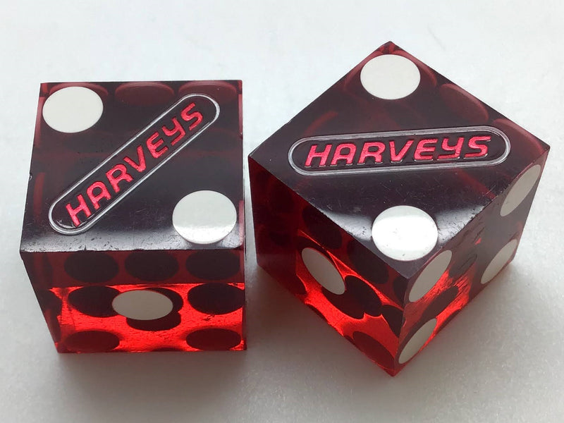 Harvey's Casino Lake Tahoe Nevada Red Dice Pair Vintage