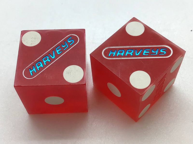 Harvey's Casino Lake Tahoe Nevada Red Dice Pair Vintage