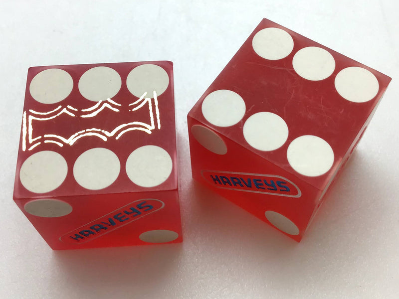 Harvey's Casino Lake Tahoe Nevada Red Dice Pair Vintage