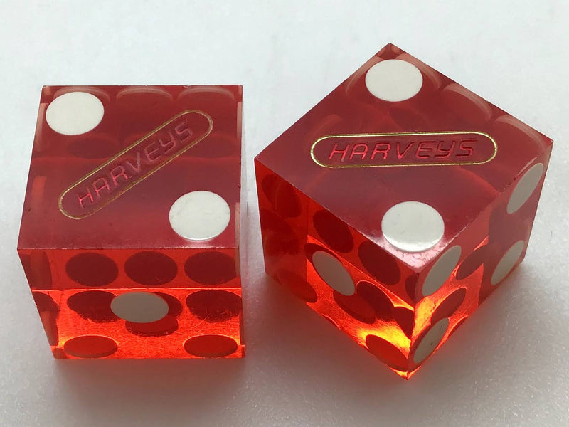 Harvey's Casino Lake Tahoe Nevada Red Dice Pair Vintage