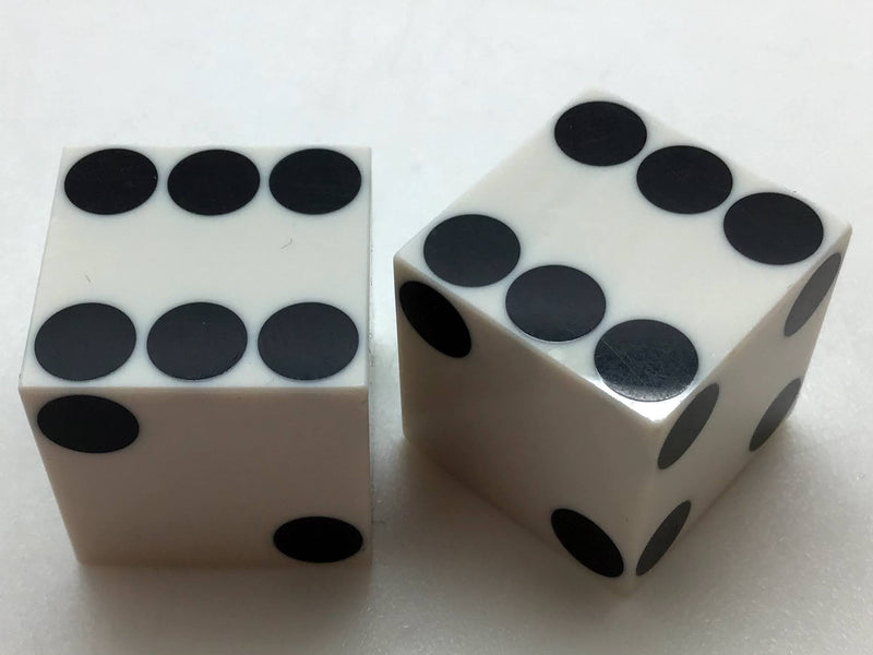 Harvey's Lake Tahoe Nevada White Dice Pair Silver Inlay