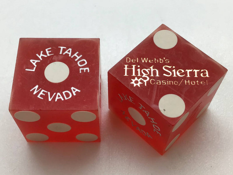 Del Webb's High Sierra Lake Tahoe Nevada Red Dice Pair Vintage