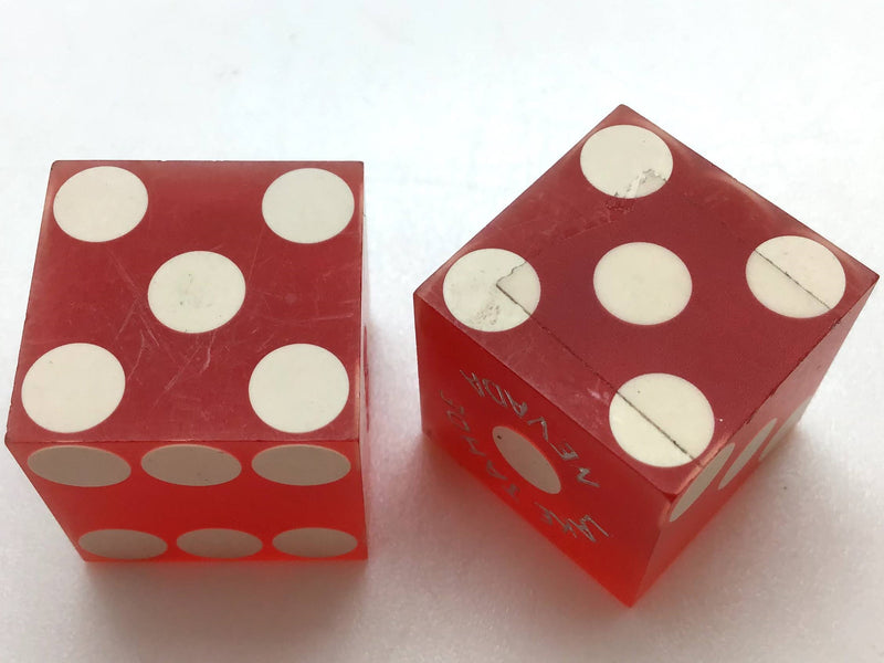 Del Webb's High Sierra Lake Tahoe Nevada Red Dice Pair Vintage