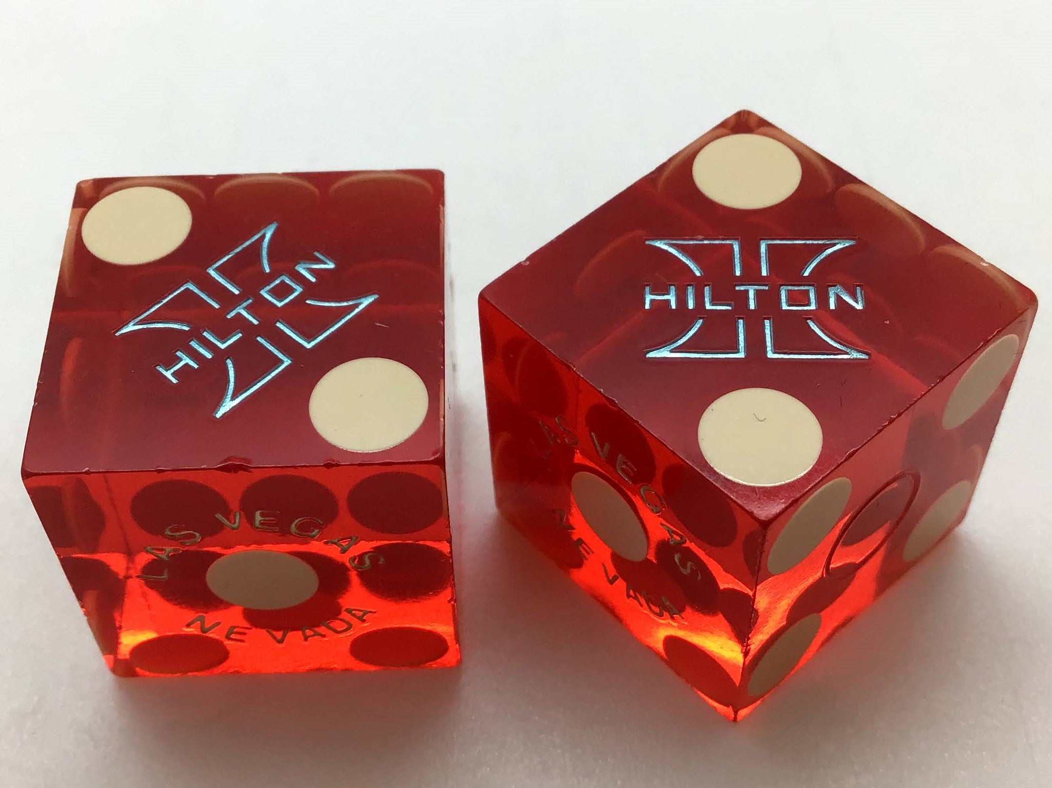 Hilton Casino Las Vegas Nevada Red Dice Pair Vintage