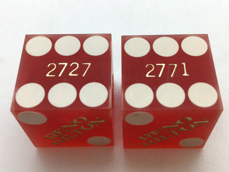 Hilton Casino Reno Nevada Red Dice Pair Vintage