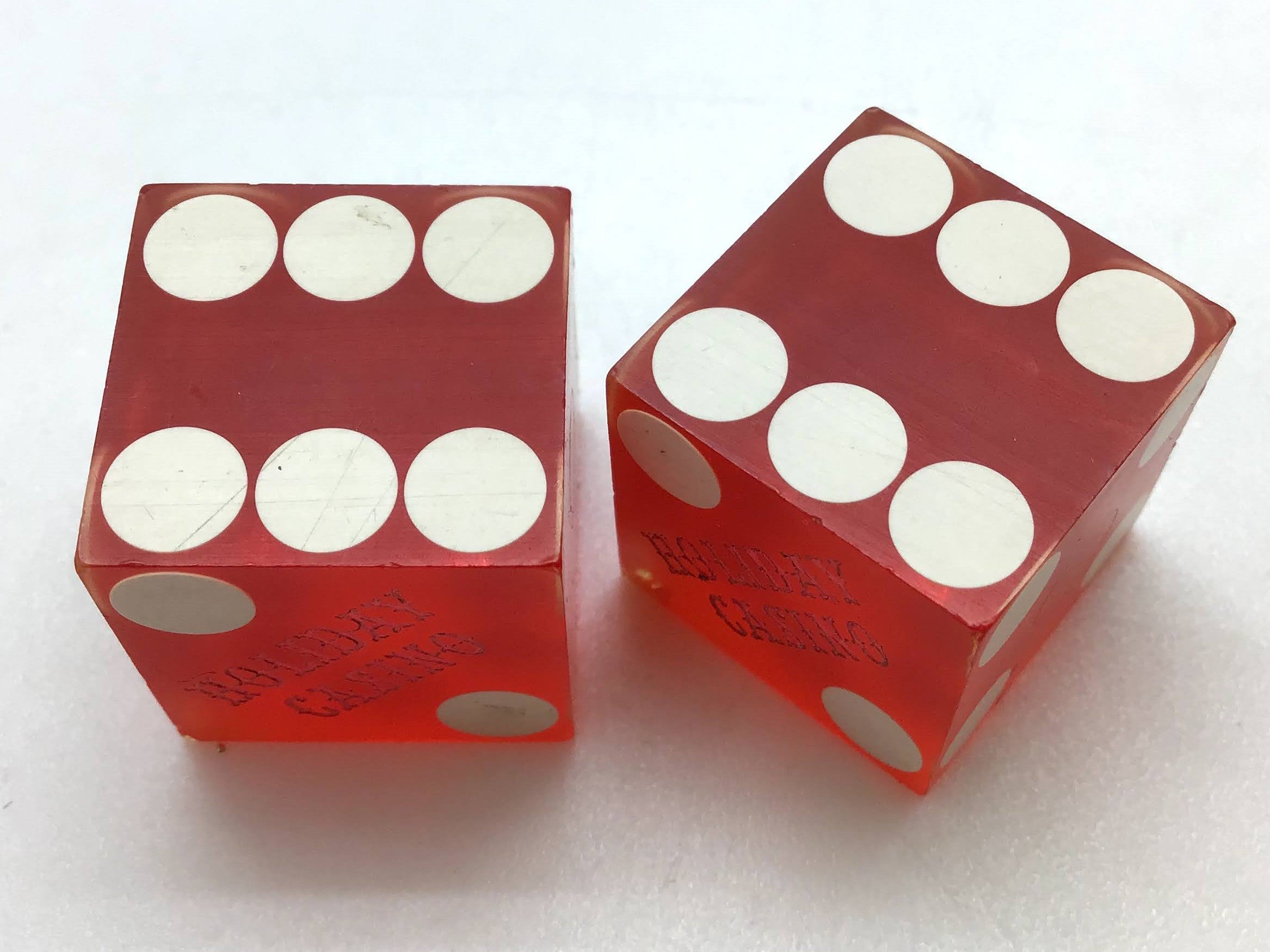 Holiday Casino Las Vegas Nevada Red Dice Pair Vintage