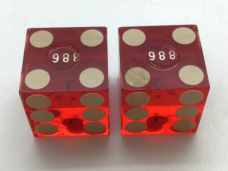 Hilton Las Vegas Nevada Red Dice Pair Matching Numbers