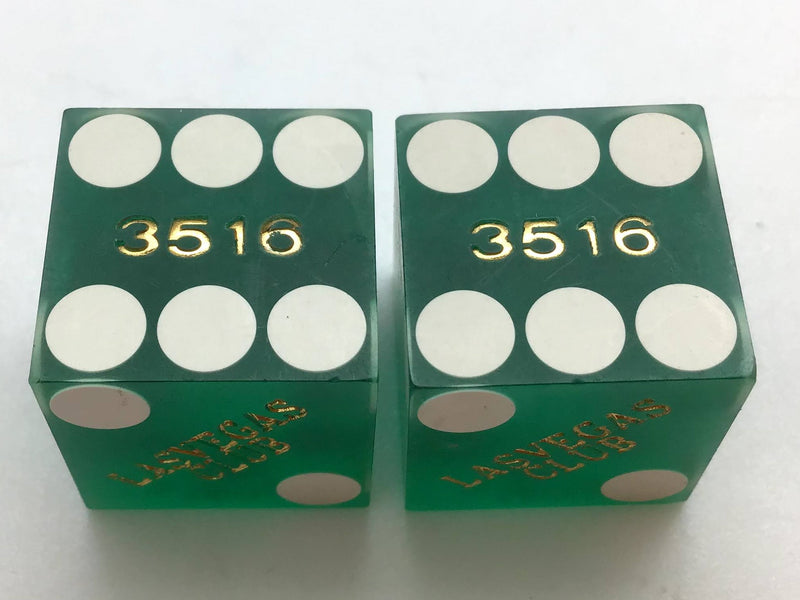 Las Vegas Club Nevada Green Dice Pair Matching Numbers