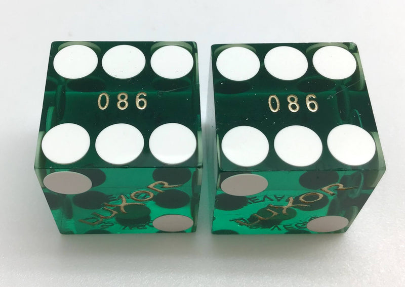 Luxor Las Vegas Nevada Green Dice Pair Matching Numbers