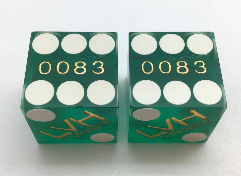 LVH Las Vegas Nevada Green Dice Pair Matching Numbers