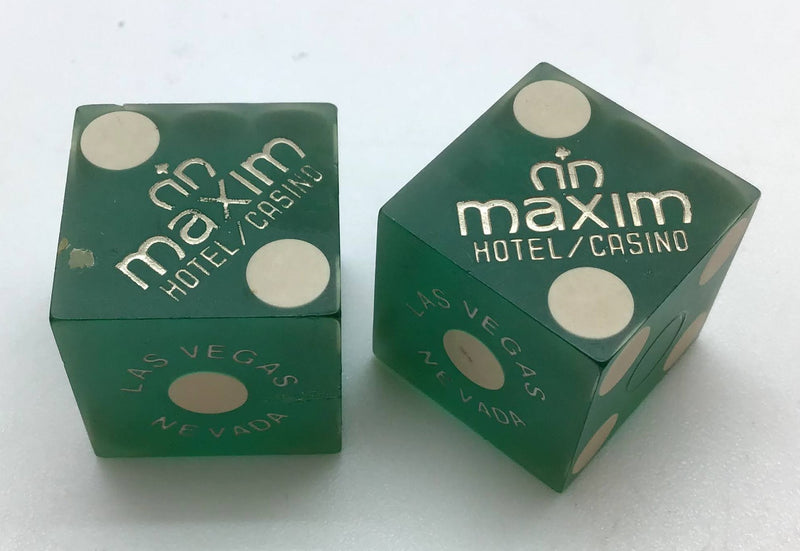 Maxim Casino Las Vegas Nevada Green Dice Pair Matching Numbers