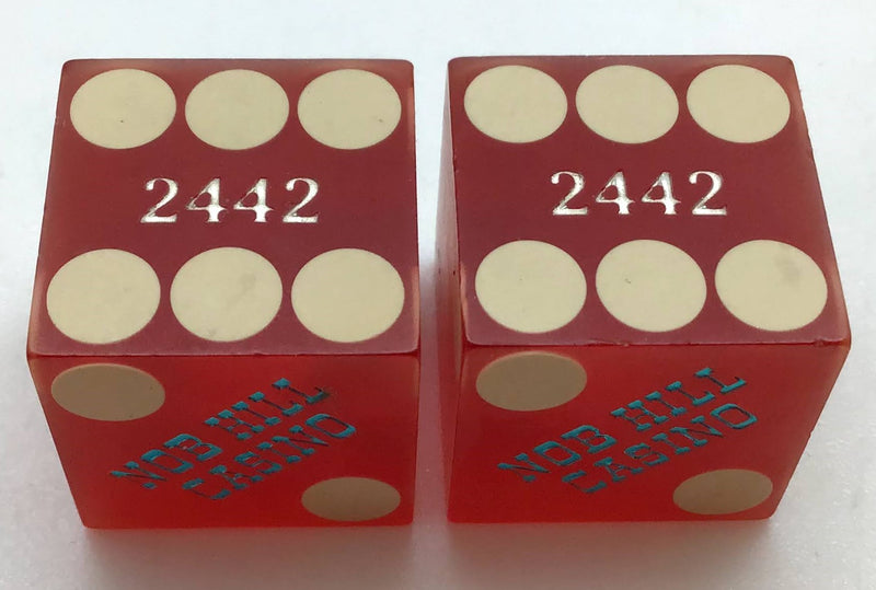 Nob Hill Casino Las Vegas Nevada Dice Pair Red Matching Numbers