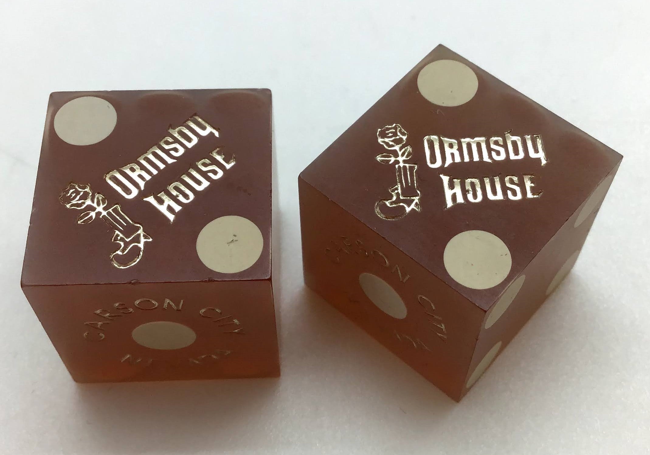 Ormsby House Casino Las Vegas Nevada Dice Pair Orange