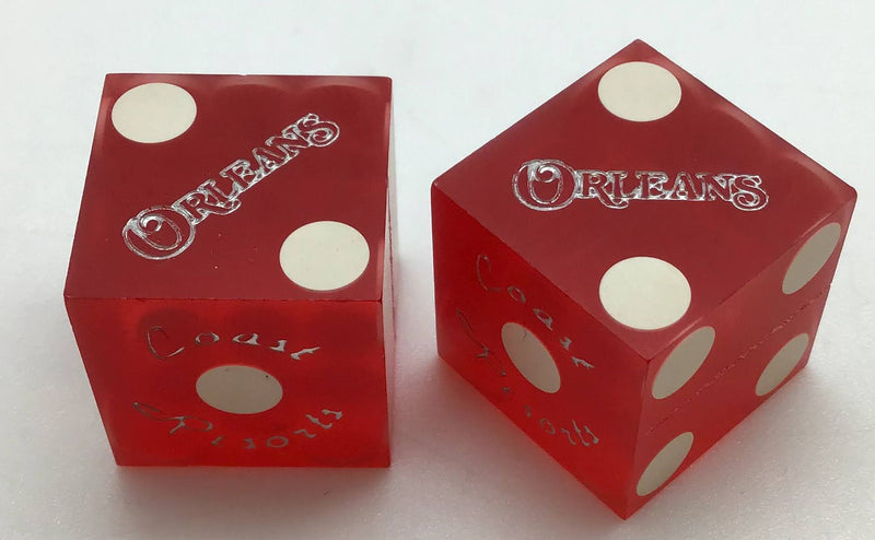 Orleans Casino Las Vegas Nevada Dice Pair Red Matching Numbers