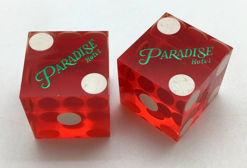 Paradise Hotel Las Vegas Nevada Dice Pair Red