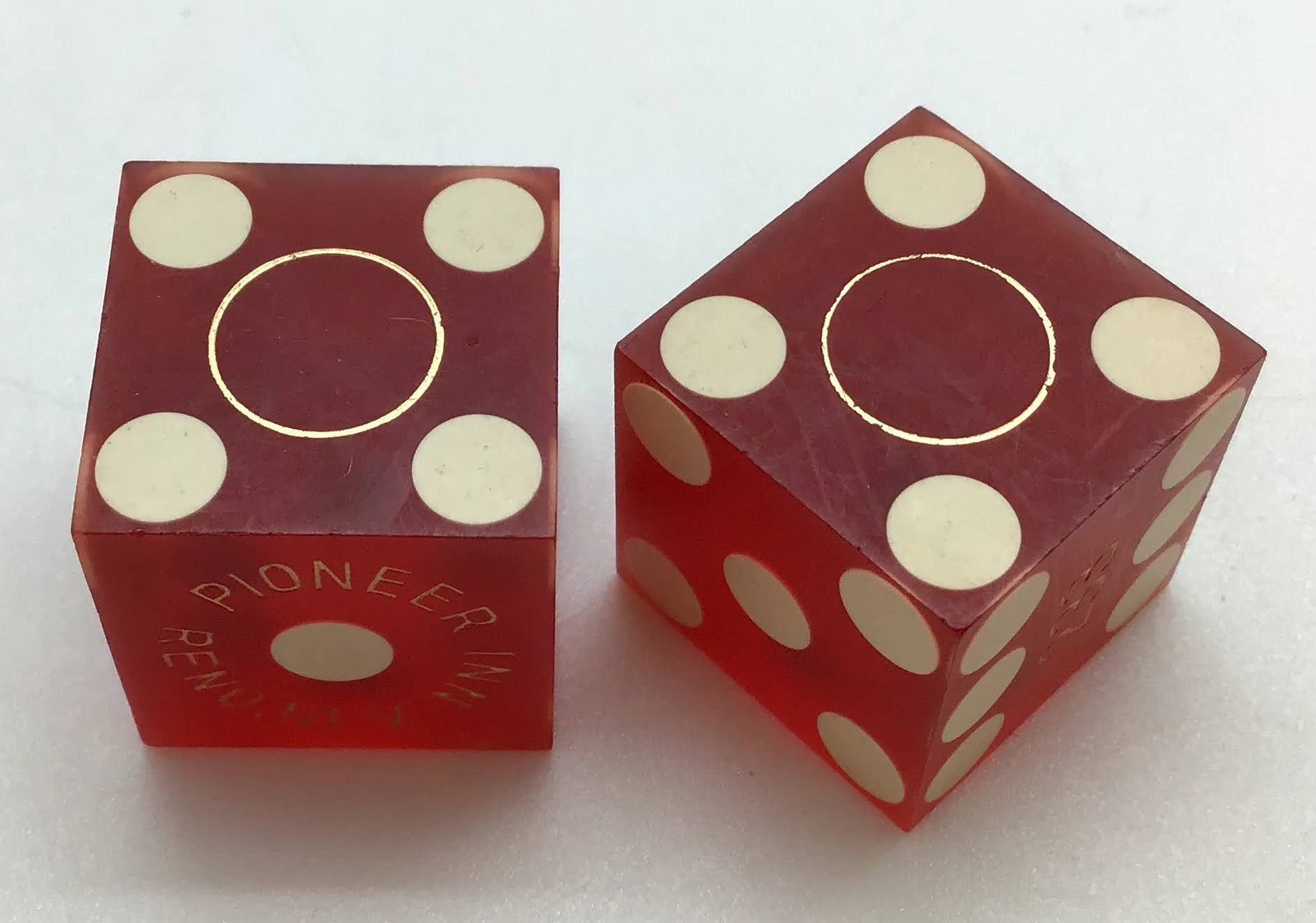 Pioneer Inn Hotel and Casino Reno Nevada Dice Pair Red