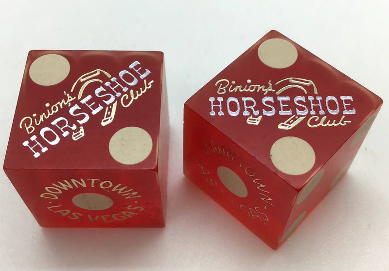 Binion's Horseshoe Club Las Vegas Red Dice Pair Vintage