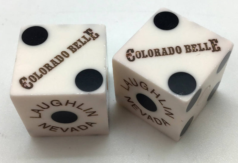 Colorado Belle Hotel Laughlin NV Casino White Dice Pair