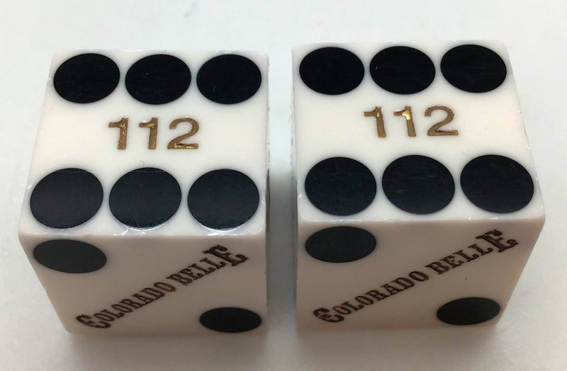 Colorado Belle Hotel Laughlin NV Casino White Dice Pair