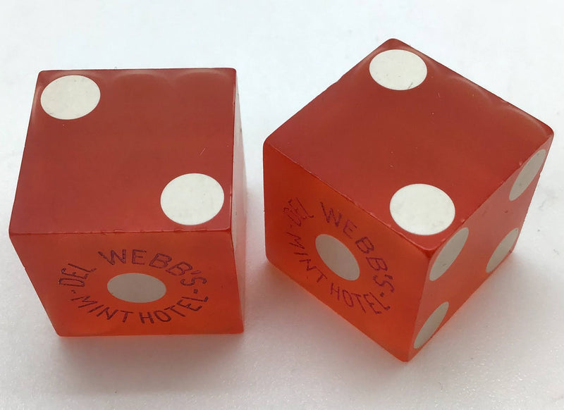 Del Webb's Mint Casino Las Vegas Nevada Red Pair of Dice Pink Text