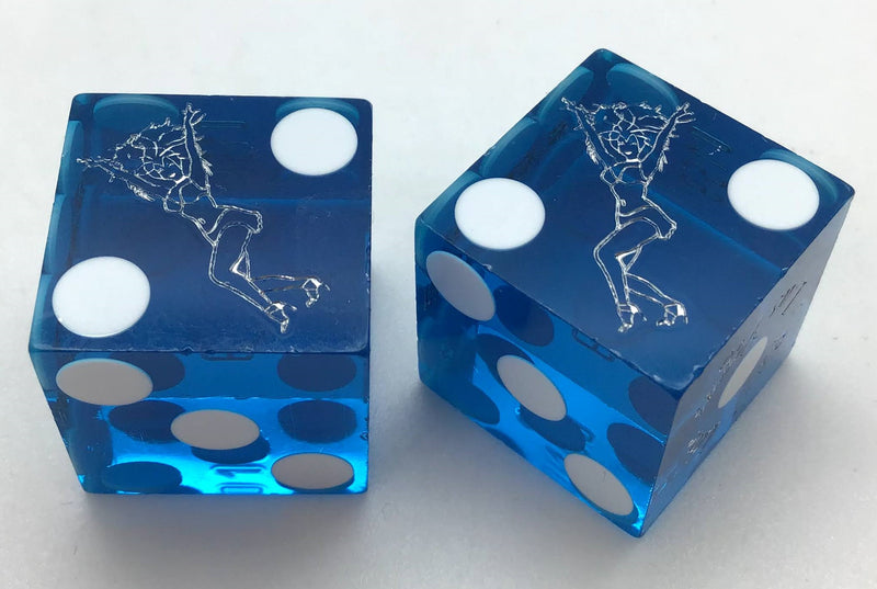 Bally's Casino Las Vegas Nevada Blue Polished Dice Pair Showgirl