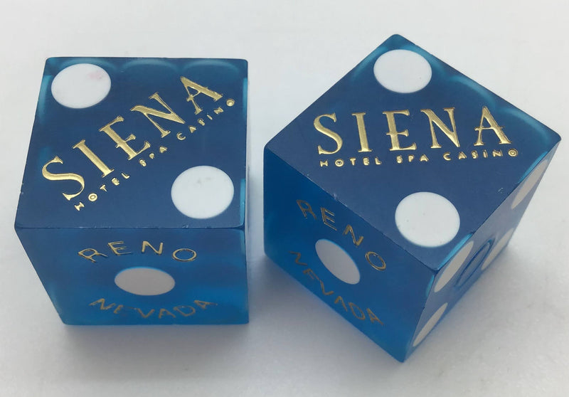 Siena Hotel and Casino Reno Nevada Blue Dice Pair Matching Logo