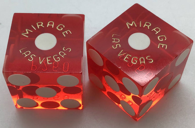 Mirage Hotel and Casino Las Vegas Nevada Red Dice Pair Matching Numbers