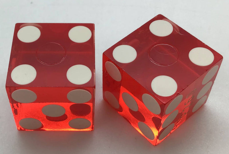 Mirage Hotel and Casino Las Vegas Nevada Red Dice Pair Matching Numbers