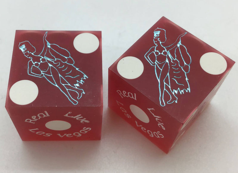 Ballys Casino Las Vegas Sanded Red Jubilee Dancer Dice Pair Matching Logo