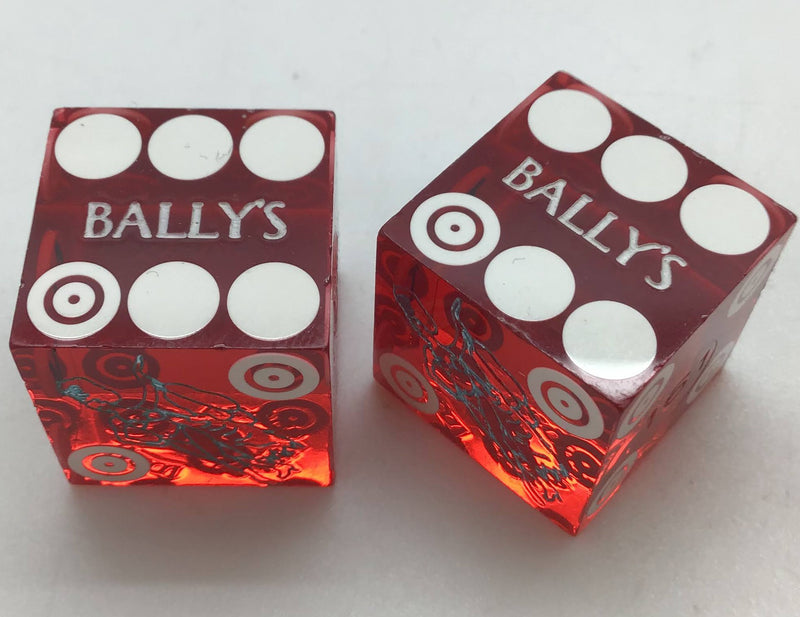 Ballys Casino Las Vegas Polished Red Jubilee Dancer Dice Pair Matching Logo