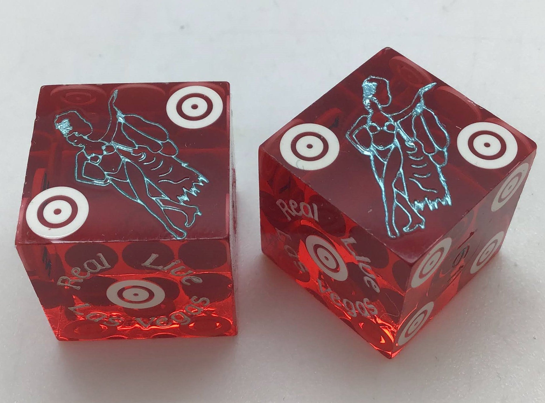 Ballys Casino Las Vegas Polished Red Jubilee Dancer Dice Pair Matching Logo