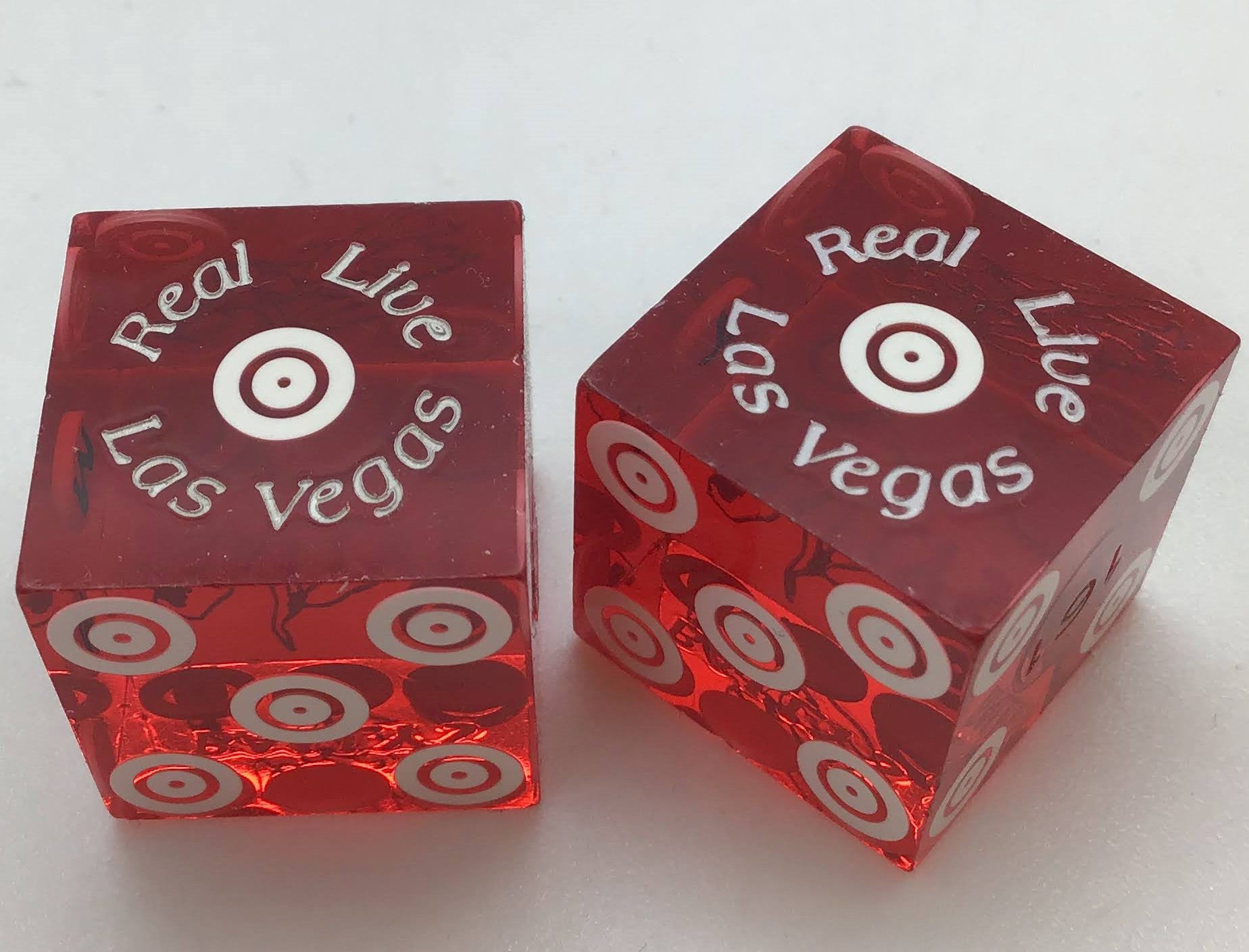 Ballys Casino Las Vegas Polished Red Jubilee Dancer Dice Pair Matching Logo