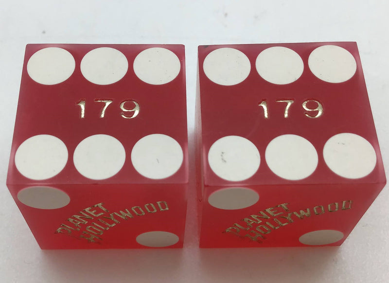 Planet Hollywood Hotel and Casino Used Matching Numbers Casino Red Dice, Pair